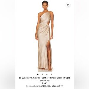 SHONA JOY La Lune Asymmetrical Gathered Maxi Dress, Gold, 4 (US)